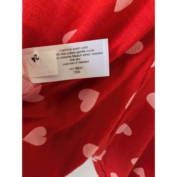 Lane Bryant Women Red Pink Heart Print Front Ruched Top Size 18/20 V Neck Peplum - Picture 6 of 8